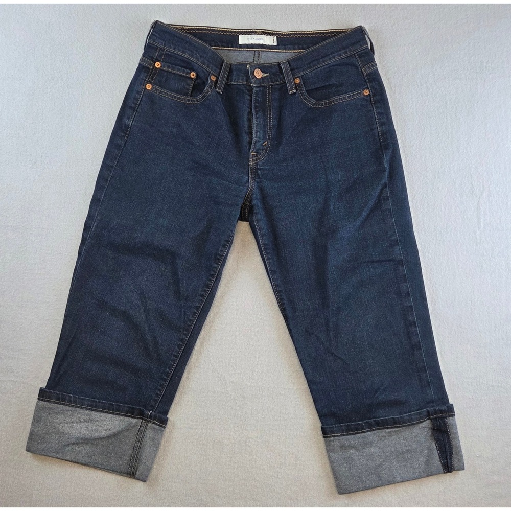 Levis 515 Bootcut Crop Jeans Women's 8 Capri Dark Cuffed Denim Mid Rise‎ Stretch